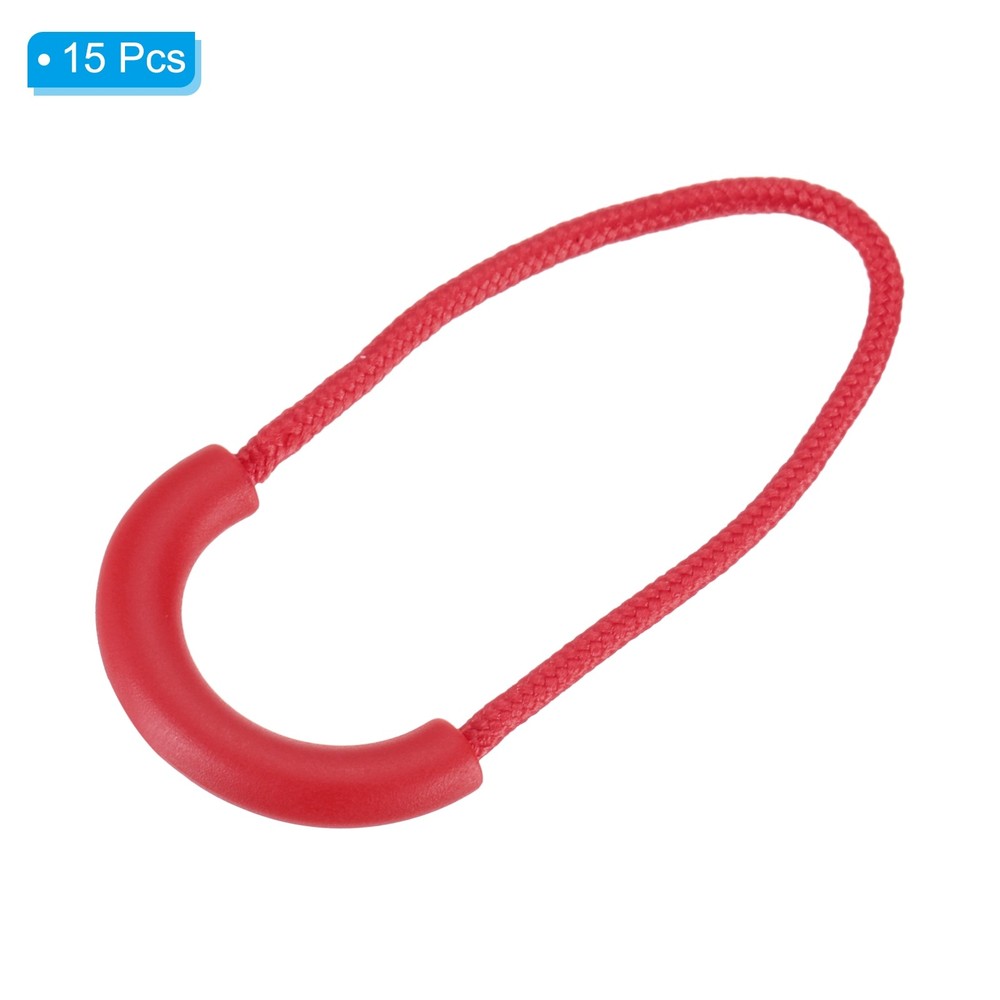 Zipper Pulls Replacement, 15 Pack Extension Cord Handle for Bags, Red