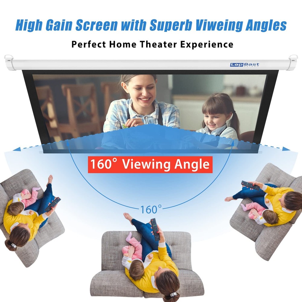 100INCH Manual Pull Down White Projector Screen 16:9 1.2 Gain Retractable Aut...