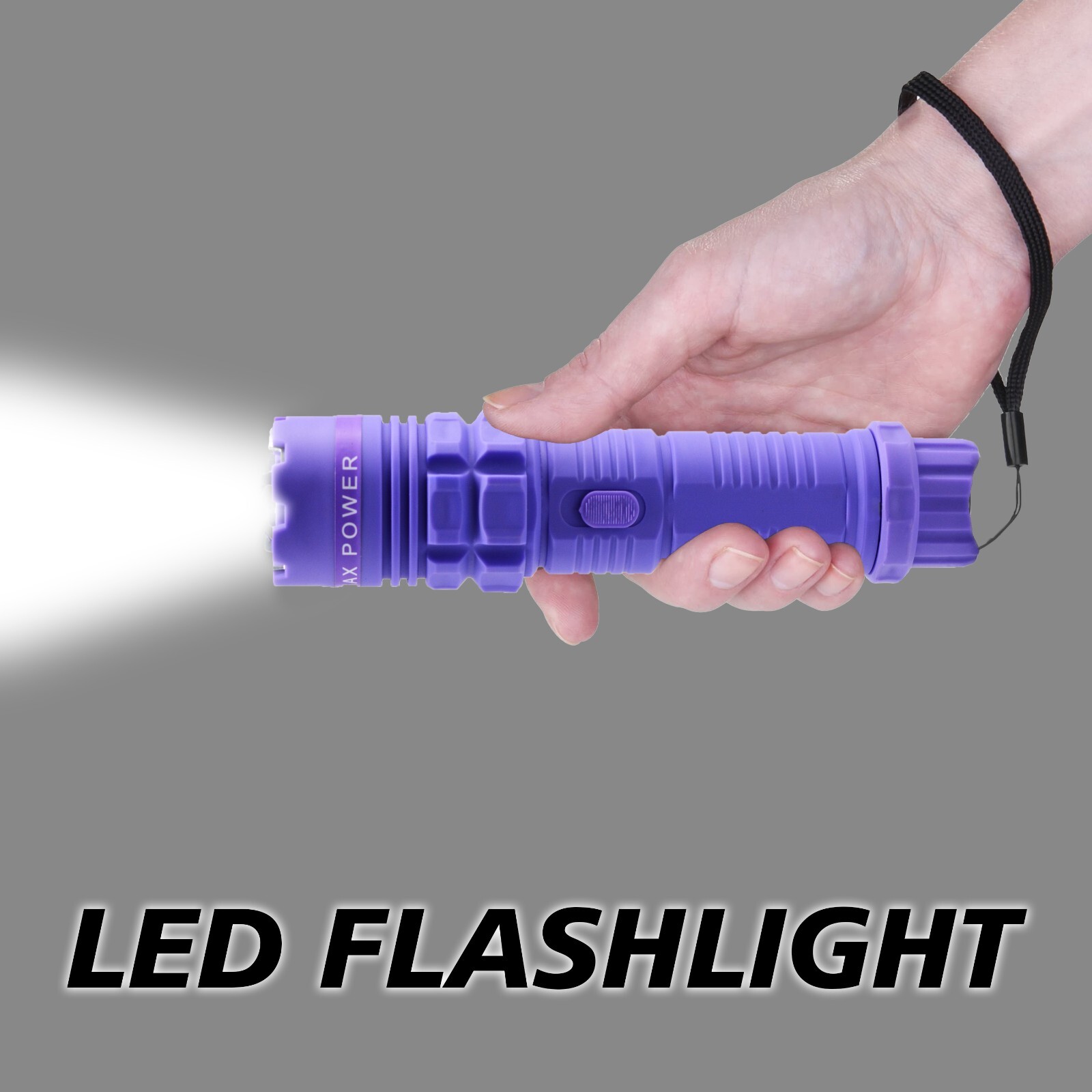 High Voltage Stun Gun for Self Defense with LED Flashlight, Purple