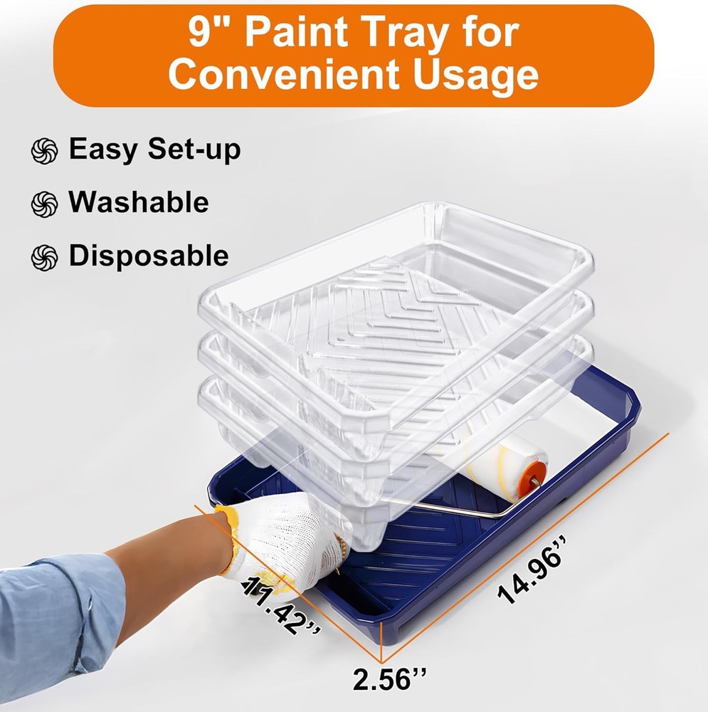 28 PCS PaintRoller Kit with Extension Pole,4"and 9"Paint Roller,Including Gloves
