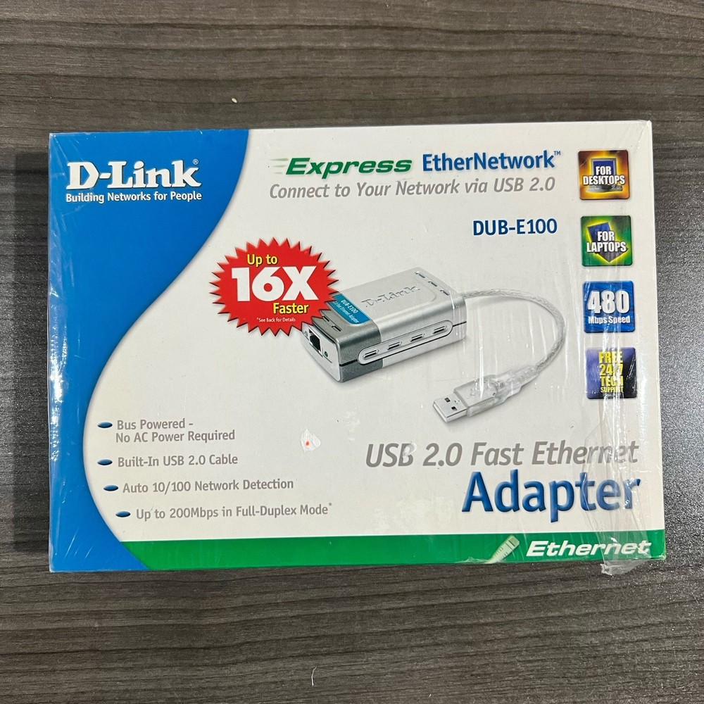 D-LINK DUB-E100 USB 2.0 FAST ETHERNET ADAPTER  NEW