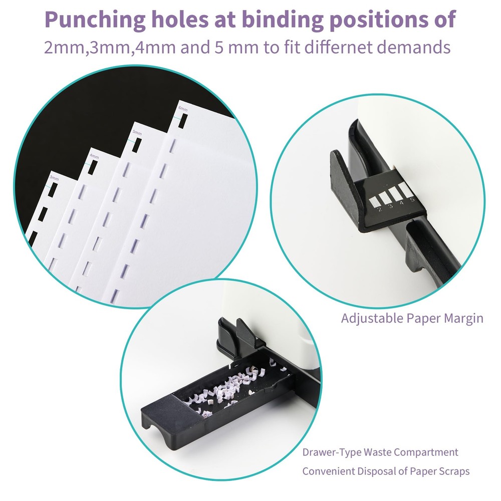 Binditek Binding Machine, 19-Hole, 450 Sheets, Comb Binder ECO + 1/2" COMBS