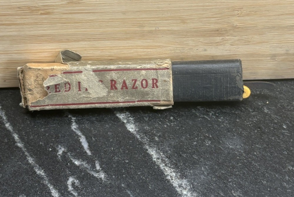 Vintage Red Imp Wedge Razor with Case
