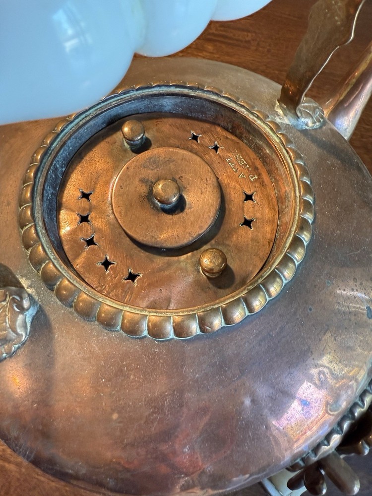 Victorian Large Copper Spirits Kettle & Base Tilting English 1890s