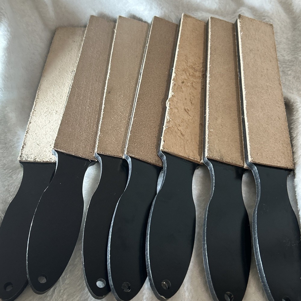 Blacksmith Experience Double Sided Leather Strop Paddle Knife Sharpener LOT 7