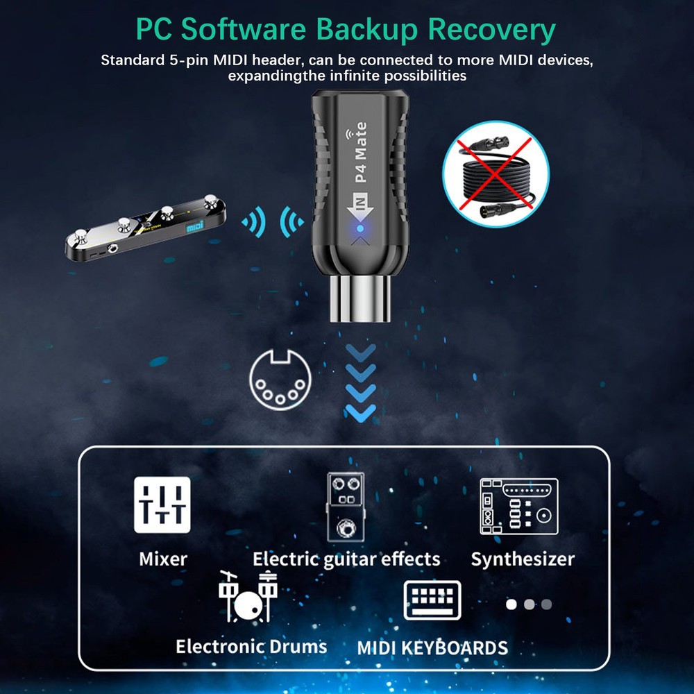 Wireless MIDI Controller Pedal 5 Modes Digital Display For Musicians VTOS