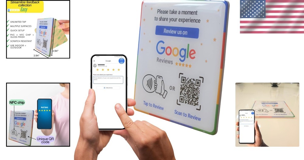Dual-Function NFC Epoxy Plate for Google Reviews - No Subscription Required