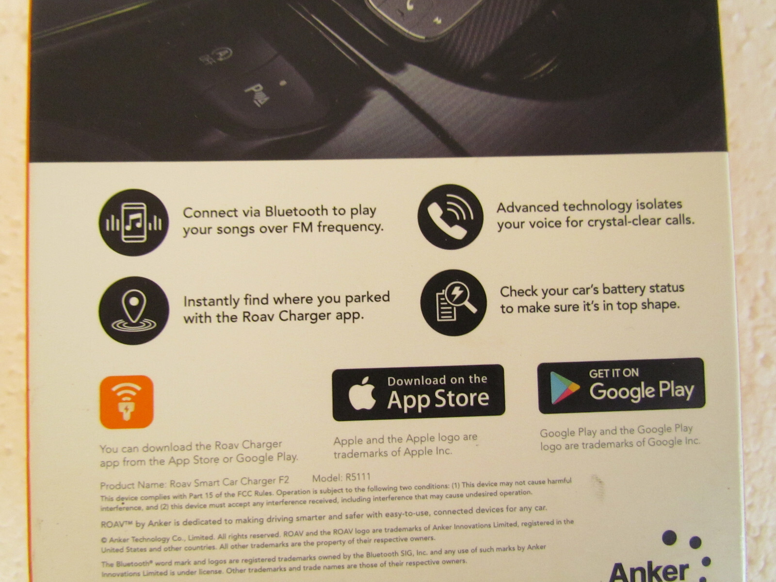 ROAV SmartCharge F2 Bluetooth FM Transmitter Wireless Audio Adapter Car SUV Auto