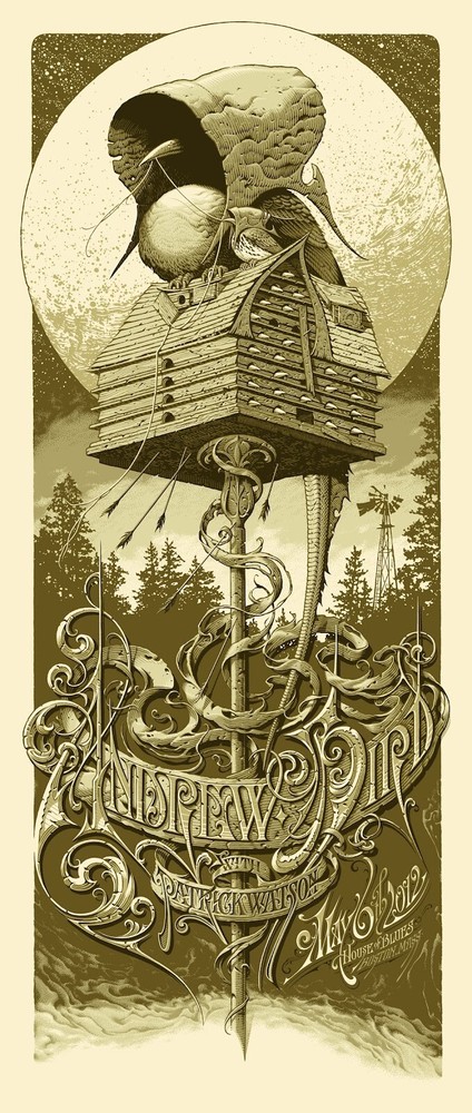Aaron Horkey Andrew Bird  Variant Gold Art Poster Print Mondo