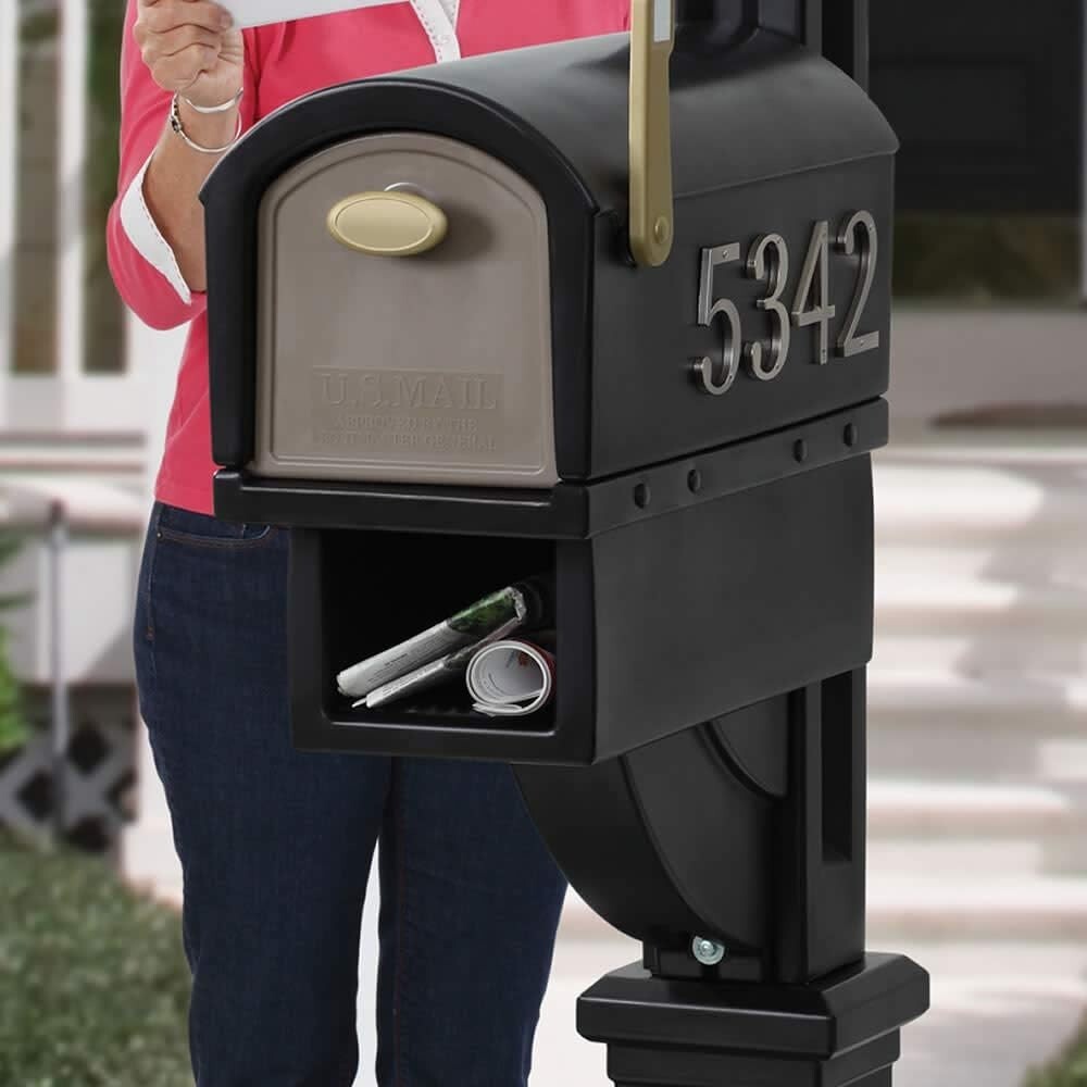 Mailmaster Hudson Mailbox & Post, Weather Resistant, Large Outdoor Mailboxes,...