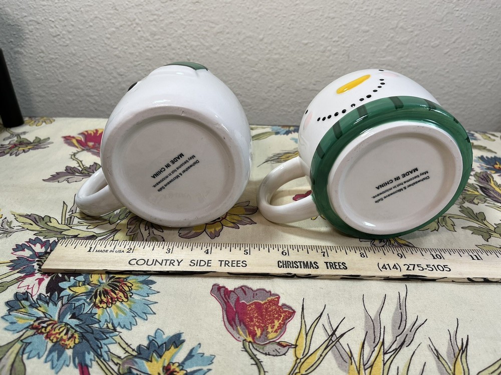 snowman stackable mugs 2 pcs set winter