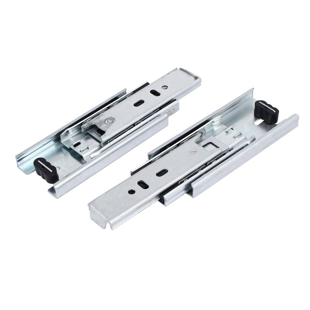 4-inch 3 Sections Telescoping Ball Bearing Damper Drawer Slide Silver Tone 2pcs