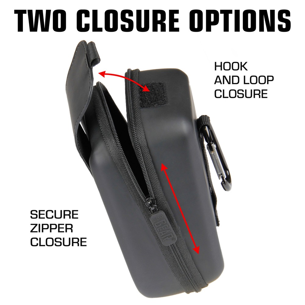 USA GEAR Hard Shell Glasses Case - Rugged Hard Case with Belt Loop - Black