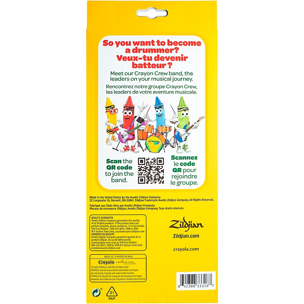 Zildjian Crayola Kidstick Pack with Practice Pad