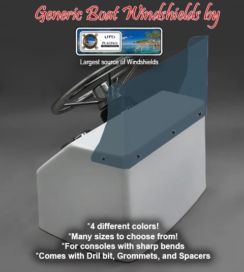 New Generic Center Console Boat Smoke Windshield 20 1/2 inside Size, 1/4" Thick