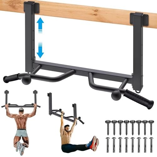 32" Ceiling Mounted Pull Up Bar - Heavy Duty, Joist Pull Up Bar with Ball