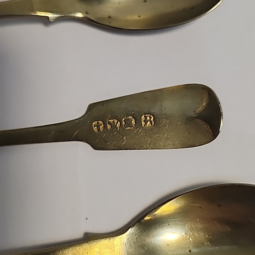 6 Dessert Spoons Antique Plated Pseudo Hallmarks
