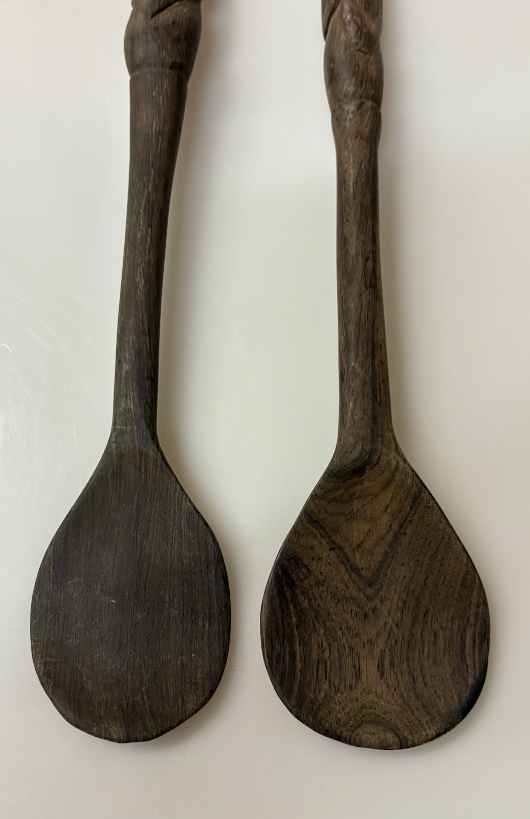Lot of 2 Vintage African Long Wooden Tribal Spoon Set 14”
