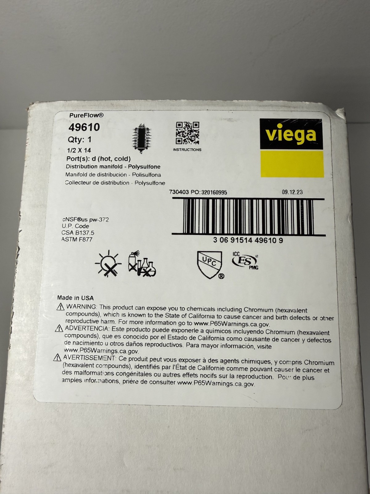Viega Manabloc 1/2 in. x 14 Ports (6 H/8 C) Polymer Distribution Manifold-49610