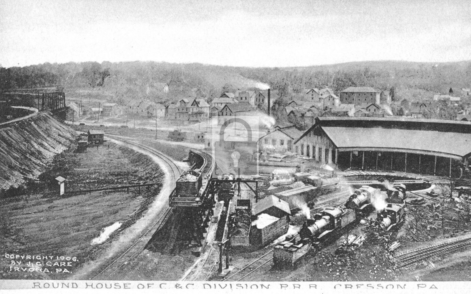1906 Railroad Train Round House Cresson Pennsylvania PA - Reprint