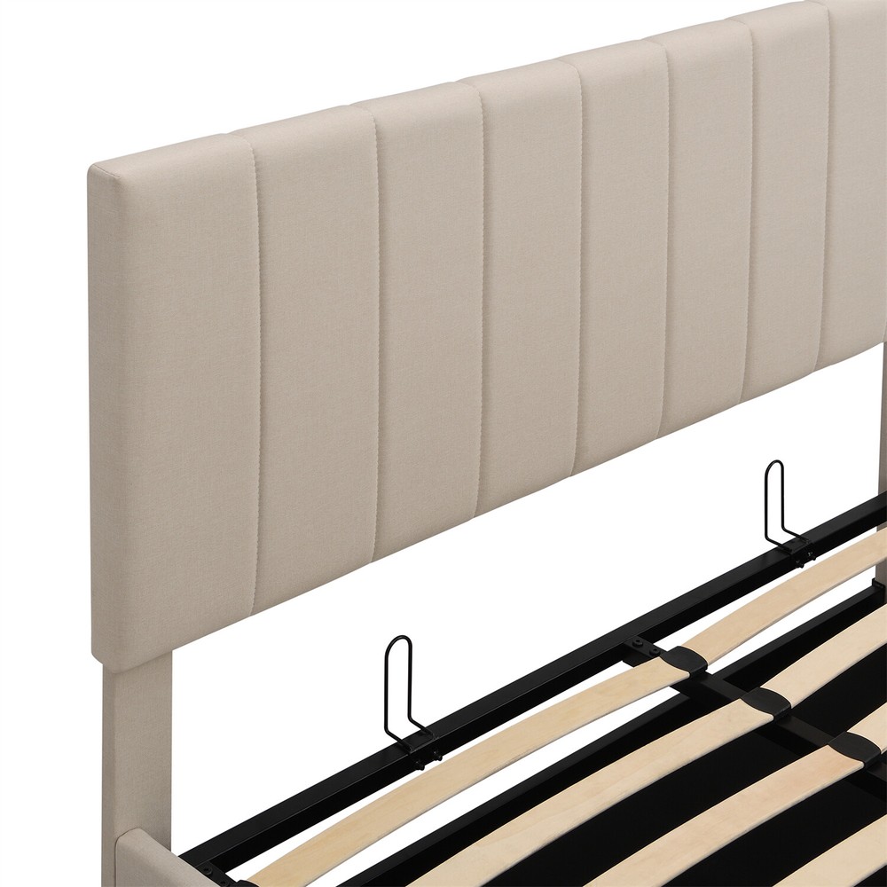 Queen Size Bed Frame Upholstered Platform Bed with Hydraulic Storage System New