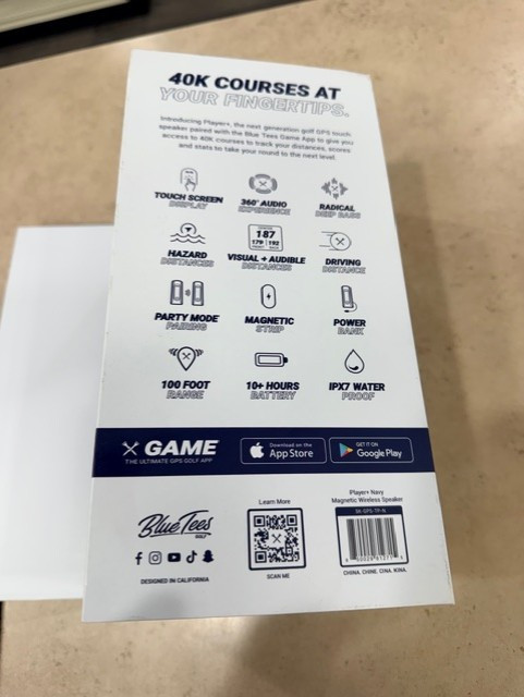 Blue Tees Player+ GPS Speaker - Navy Blue