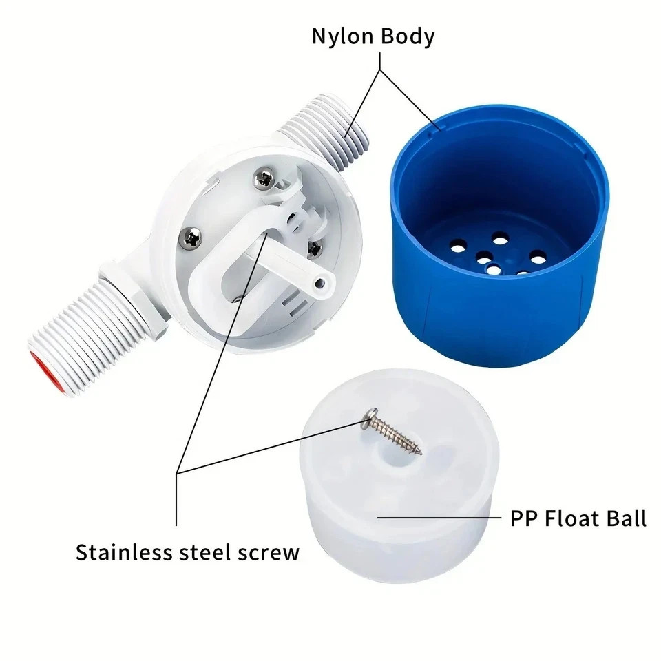 Fully Automatic Water Level Control Float Valve 1/2" Auto Shut Off Water Stop