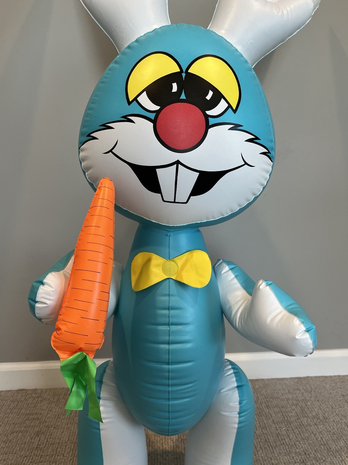 Vintage Dudley’s Inflatable Bosley Bunny 60” Blue Easter Bunny Decoration