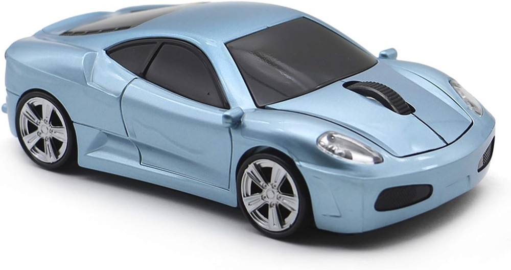 Wireless Mouse Sports Car Computer Optical Mice for PC Light Blue