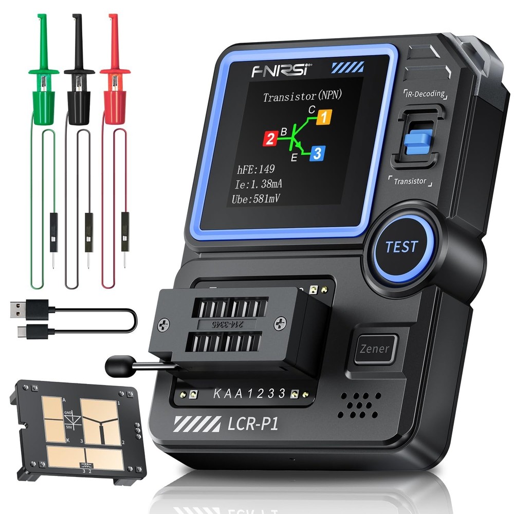 Versatile Transistor and Capacitor Tester with Type-C Charging - Black Design