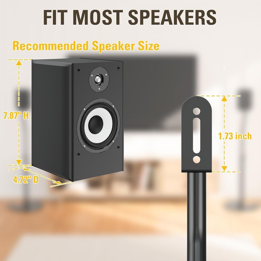 Adjustable Speaker Stands, Heavy Duty Base, 11 Lbs Capacity