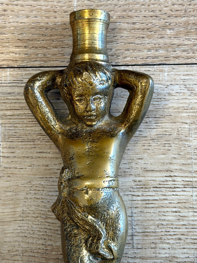 VINTAGE SOLID BRASS CHERUB LAMP CHANDELIER PART