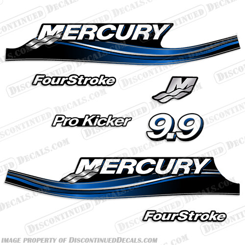 Fits Mercury 9.9hp FourStroke Pro Kicker Decal Kit - 2005 Style (Blue)