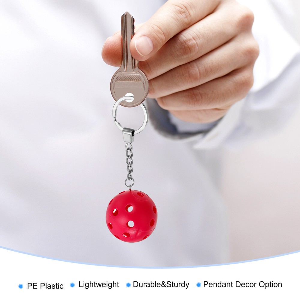 2PcsPickleball Keychains PE Plastic Mini Golf Balls Pickleball Ornament Rose Red