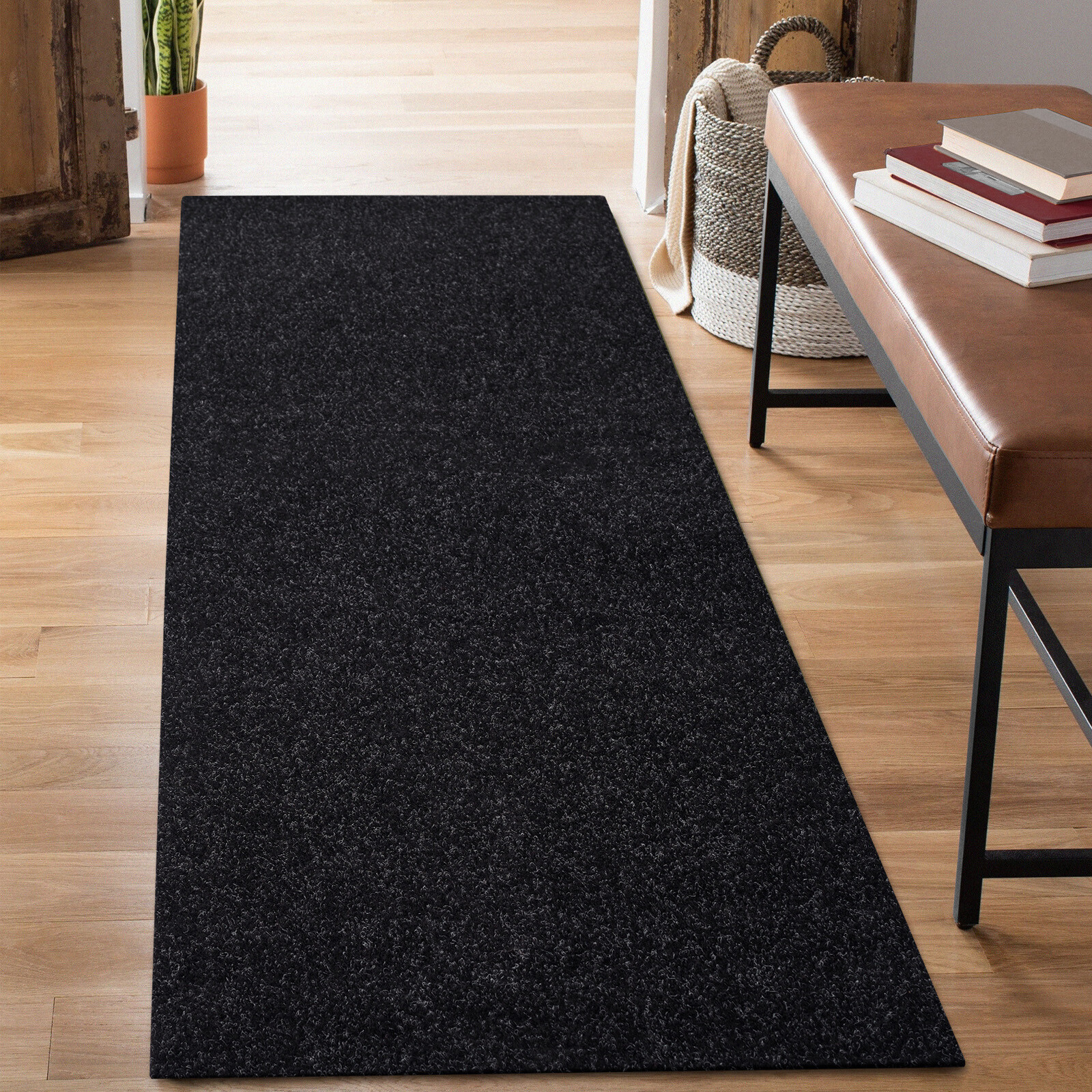 Black Runner Rug Hallway Non Slip Rubber Back Entryway Kitchen Runner Door Mat