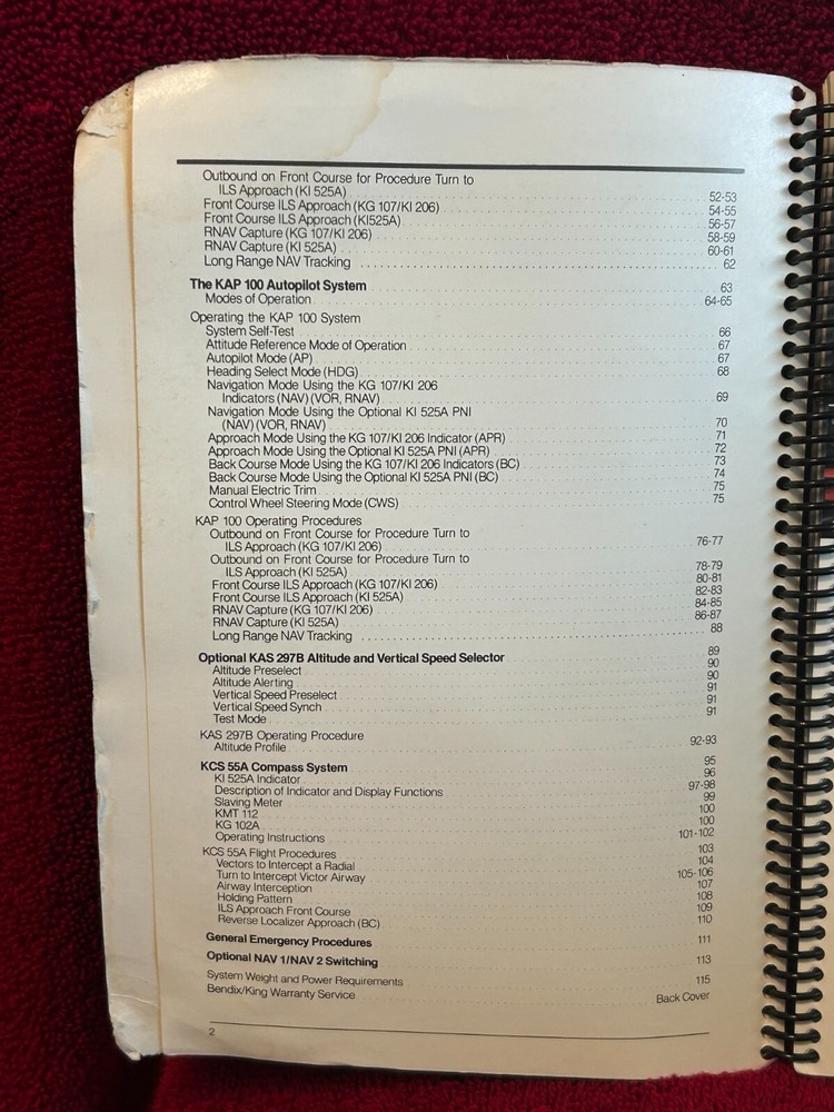 BENDIX/KING PILOT'S GUIDE FOR KFC 150/KAP 150 & KAP 100 FLIGHT CONTROL SYSTEM