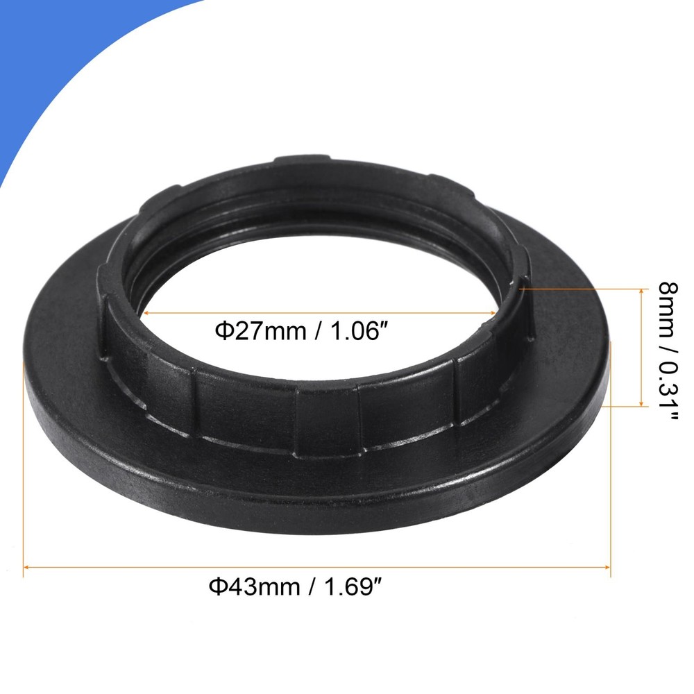 E14 Light Socket Rings Lamp Shade Holder Adapter Ring Replacement Black 12Pcs