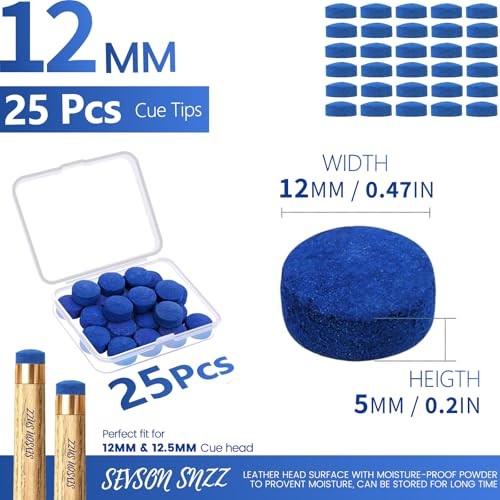 Billiard CUE Tips 12MM BLUE