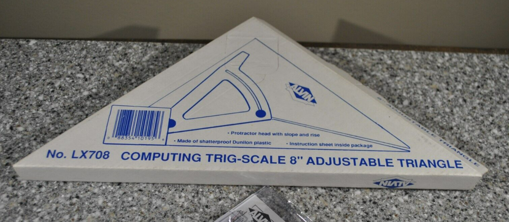 No. LX708K Computing Trig Scale 8" Adjustable Triangle with Inking Edge, Manual