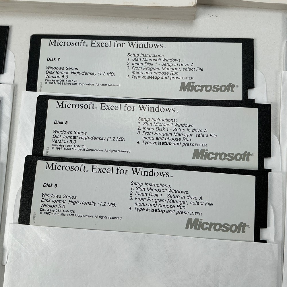 Microsoft Excel Software Kit 5.25” Disks Version 5.0 1993 for Windows on IBM PC