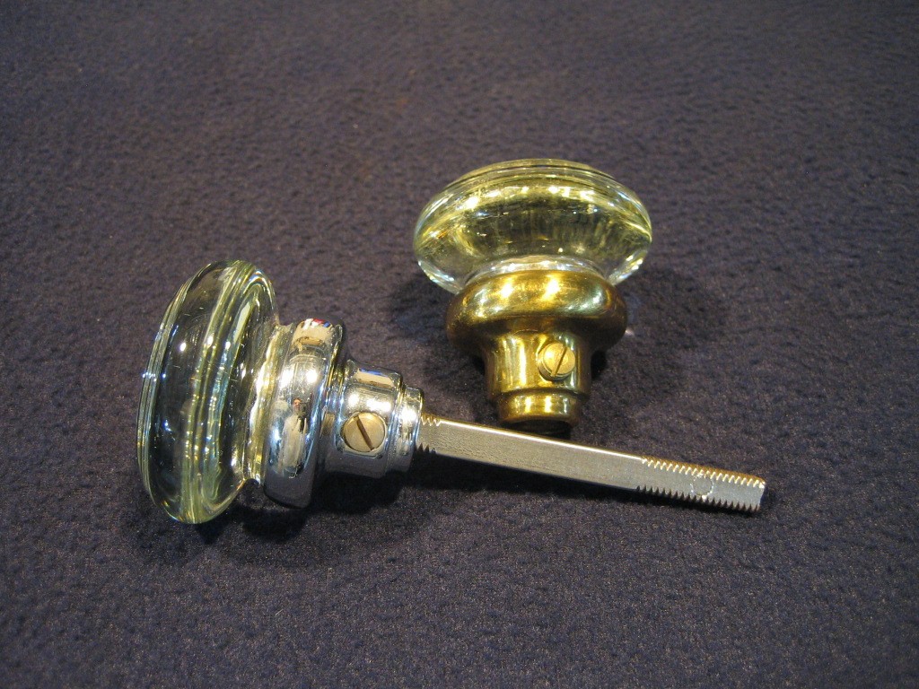 Incredible Pair Antique Victorian Round Crystal Glass Door Knobs early 1900's