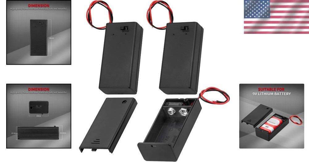 3-Pack 9V Battery Holder with ON/OFF Switch for Easy Electronics Projects