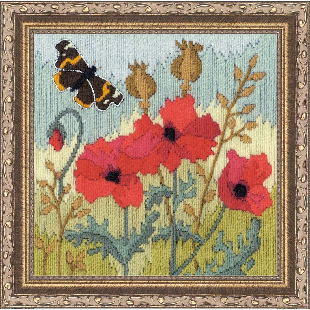 Bothy Threads Red Poppies Long Stitch Kit & Frame Needlepoint