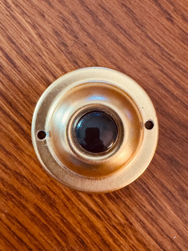 THREE BR4BL Unlighted Doorbell Black Button, 1-Pack, Brass Color