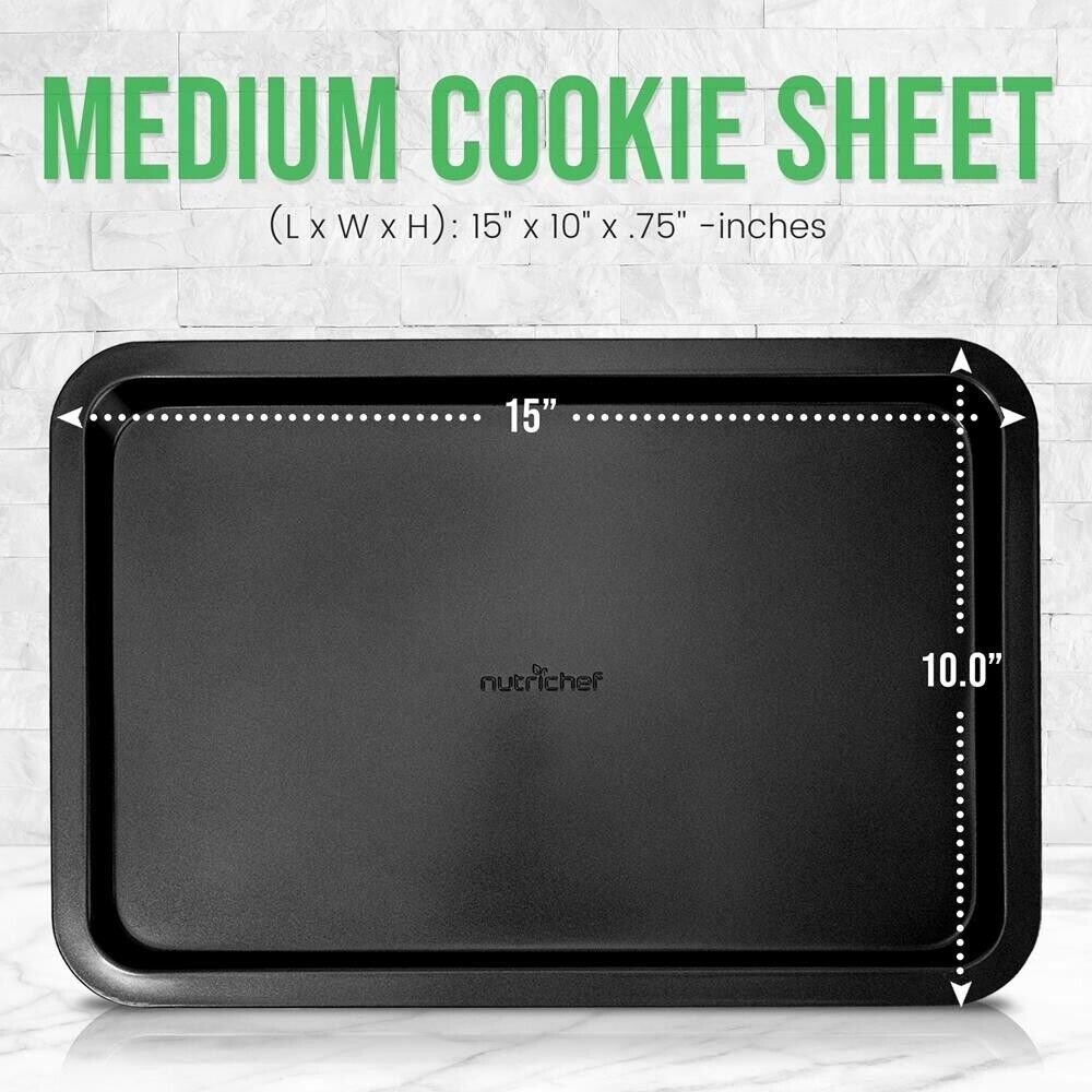 Nutrichef Medium Cookie Sheet-Deluxe Nonstick Gray Coating Inside & Outside