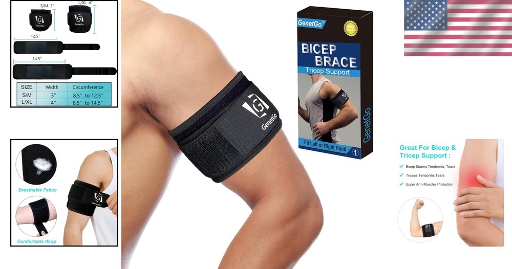 Bicep & Tricep Tendonitis Brace Compression Sleeve - S/M Width (3")