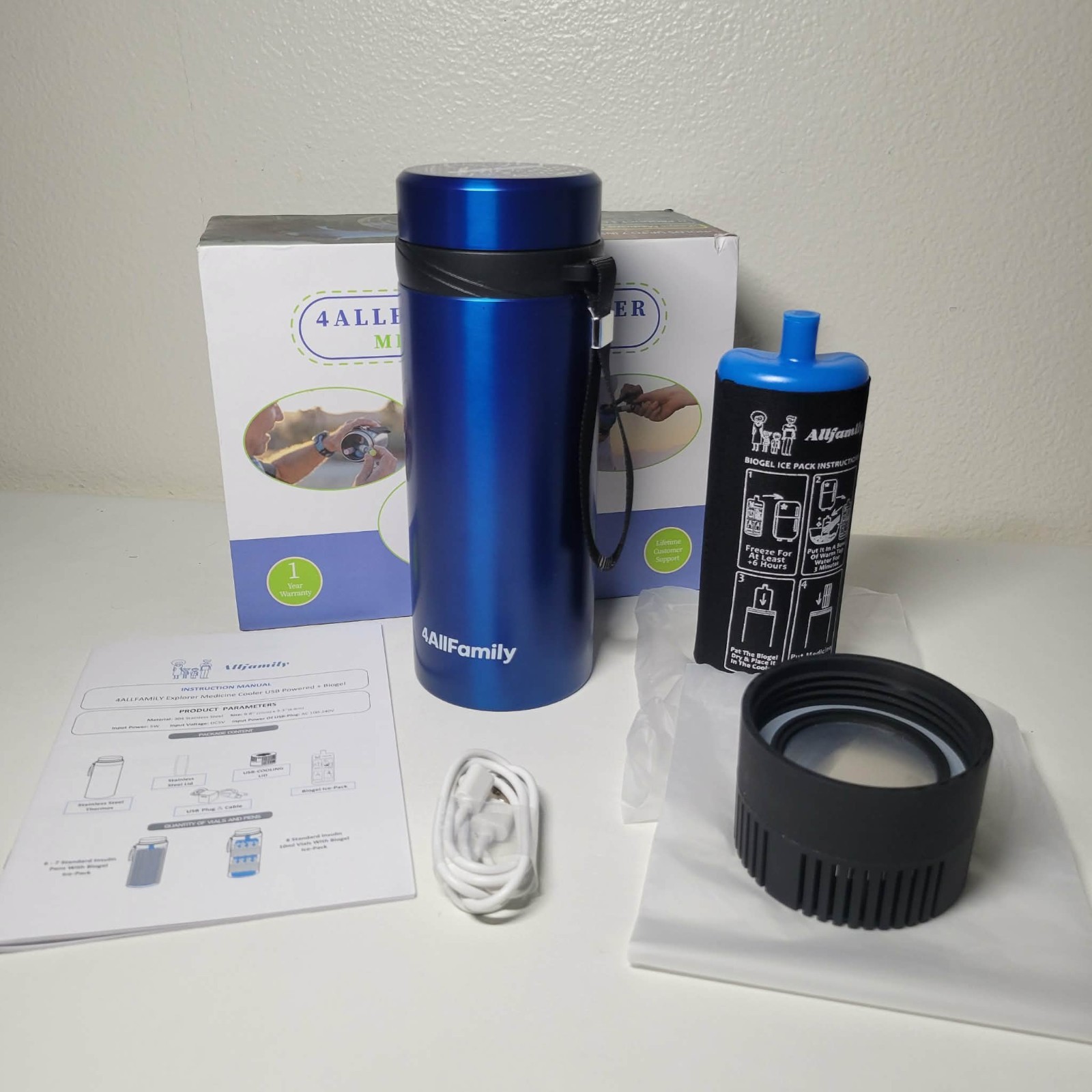 4ALLFAMILY EXPLORER 72 Hour 7 Pen Medical Insulin Cooler Travel Case USB Charger