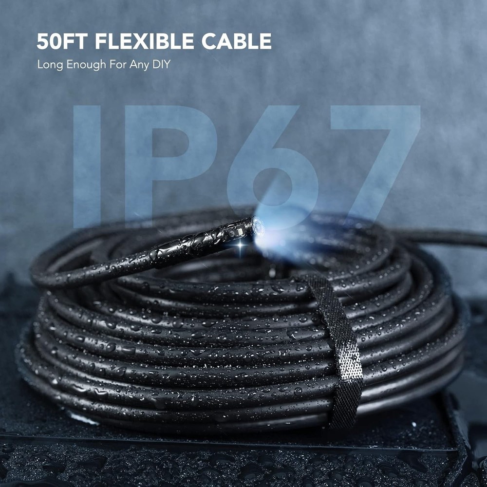 50FT Waterproof Sewer Inspection Camera with Split Screen & Carrying Case