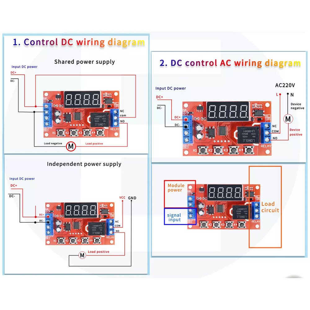 2PCS DC 12V 10A Adjustable Time Delay Relay Module LED Digital Timer Switch USA