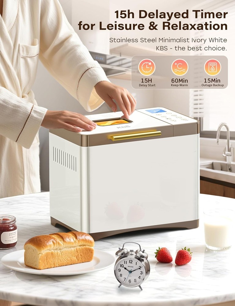 20-IN-1 Bread Maker with Custom Program, 650W Bread Machine